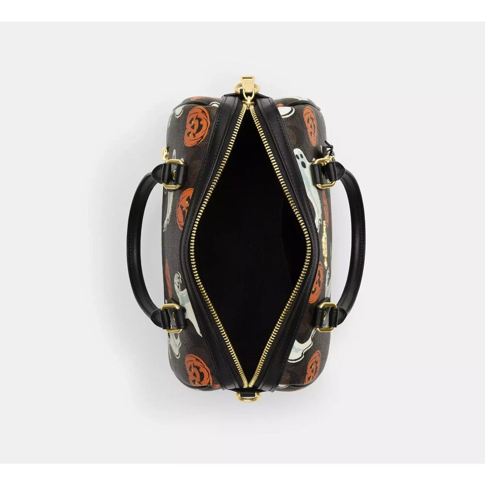 Coach Rowan Satchel Bag In Signature Canvas With Halloween Print NWT Walnut 2025 - Picture 5 of 16